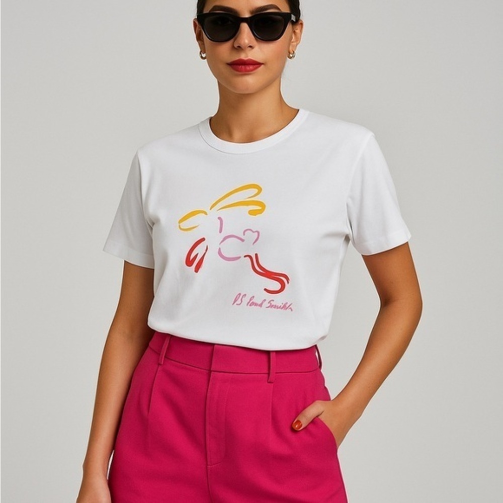Paul Smith White and Yellow Short Sleeve Tee